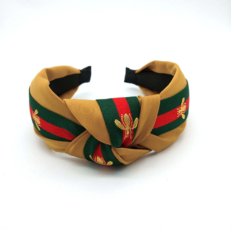 Wholesale Wide Brimmed Little Bee Knotted Fabric Headband